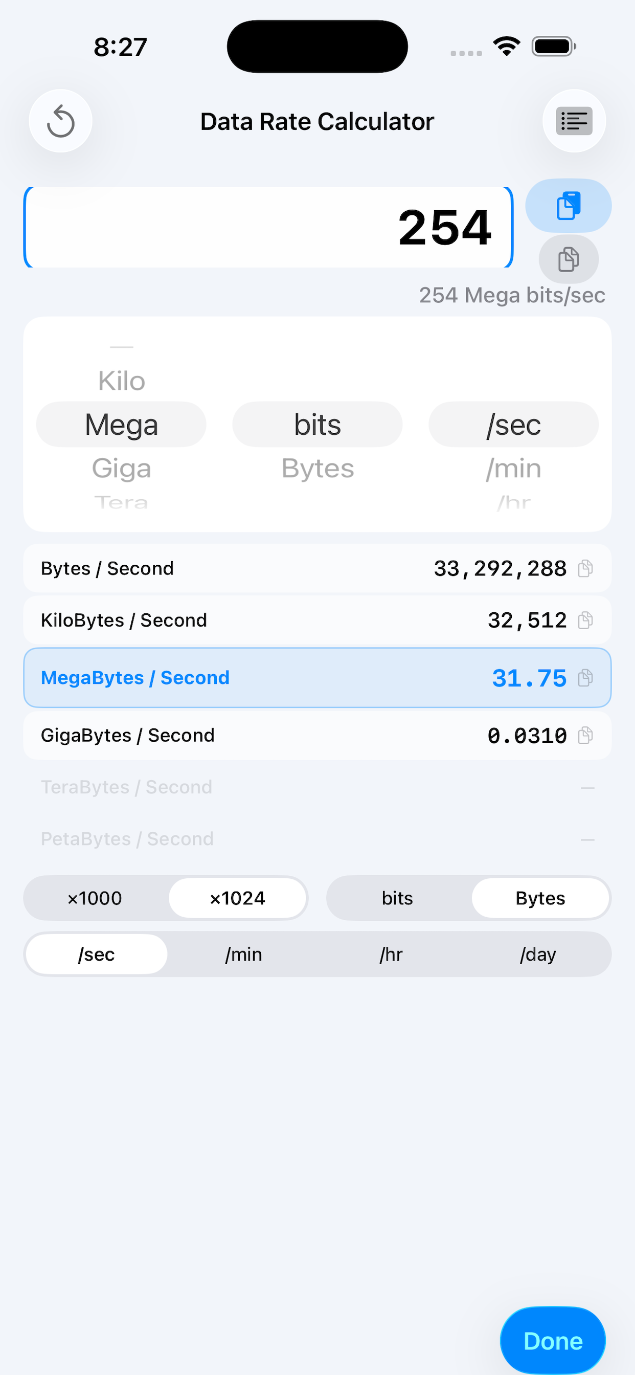 Data Rate Calculator Light Mode